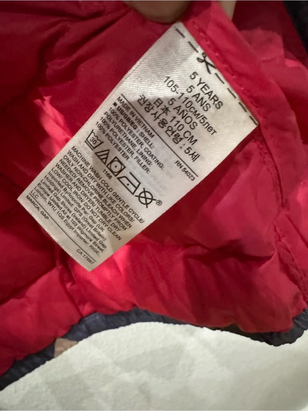 Baby Gap Kids Navy & White Heart Print Puffer Jacket / Coat Girls Size 5